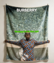 Burberry TB Monogram Pool Print Flannel Sofa Throw Blanket B235